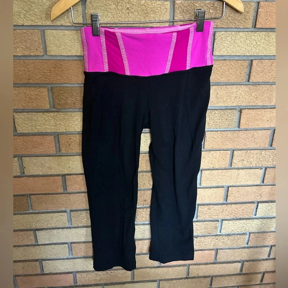 Lululemon Pink High Waisted Flare Yoga Pants Leggings Mid Length Women’s Size 4
